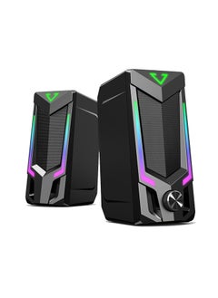صدى سماعات كمبيوتر سلكية أو بلوتوث، مكبرات صوت للكمبيوتر الشخصي تعمل بمنفذ USB مع صوت ستيريو عالٍ وإضاءة RGB لسطح المكتب وiMac وMacBook والكمبيوتر المحمول والشاشة  - Image 1