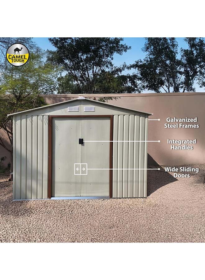 Cameltough Outdoor Metal Storage Shed 9.1 X 6.3 feet, With Shelf Rack and Heavy Duty Storage Box 60 Liters, Garden Shed Combo, Weather Resistant, for Tools Patio Furniture and Garage – CT-205 - Image 2