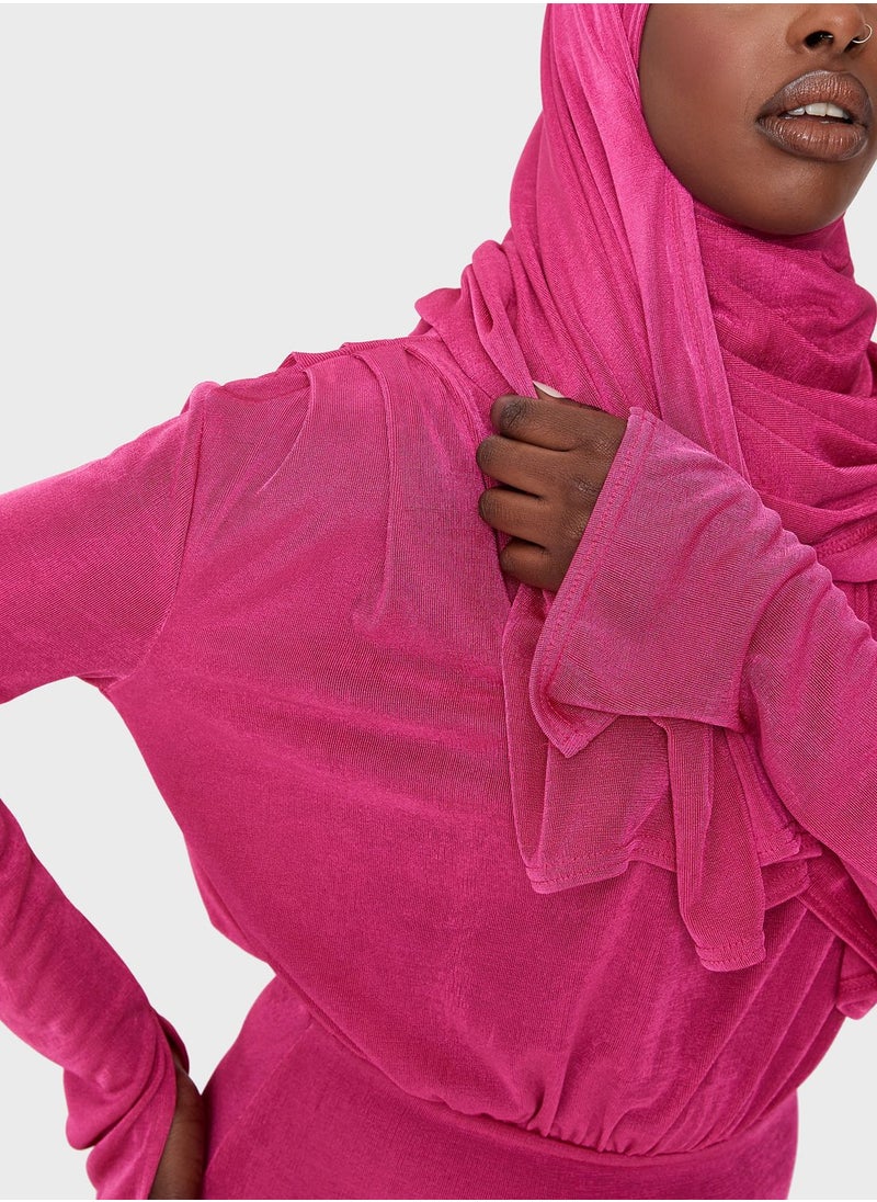 Missguided - Modesty Acetate Drape Tunic Dress - Image 1