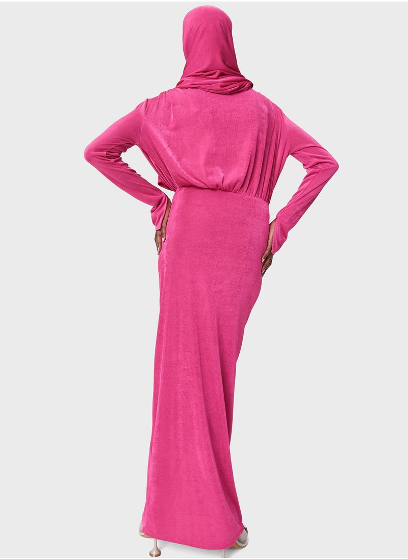 Missguided - Modesty Acetate Drape Tunic Dress - Image 1