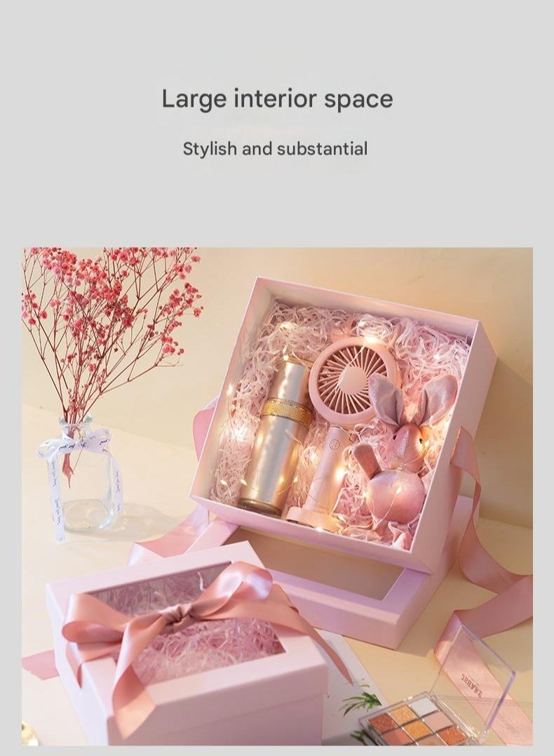 PEI  AN Premium Pink Window Gift Box – Luxury "Heaven & Earth" Lid Design with Bow, Transparent View for Birthdays & Special Occasions (Small/Medium/Large)3 Pieces  - Image 5