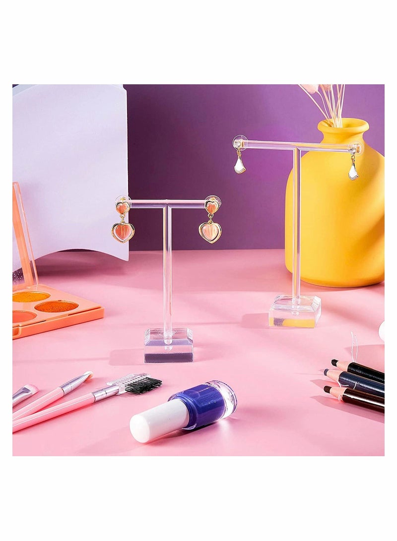 SYOSI حامل أقراط من الأكريليك مكون من قطعتين من منظم تعليق المجوهرات على شكل شجرة على سطح الطاولة لعرض الأقراط على شكل حرف T للقلادات والأساور - Image 3