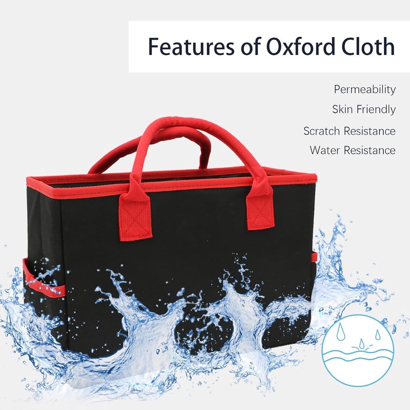 Cupohus Art Organizer Craft Storage Tote Bag with Pockets and Hadles, Oxford Fabric Carrying Caddy for Teacher, Officer, Artist, Students, Traveler, and more – Black with Red Edge - Image 3