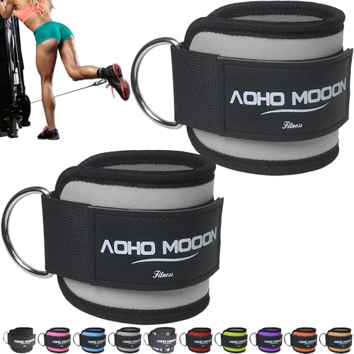 AOHO MOOON (Pair) Comfortable Adjustable Ankle Straps for Cable Machines Women, Gym Workout Leg Strap, Ankle Cuffs for Glute Workouts, Foot Straps for Kickback - Image 1