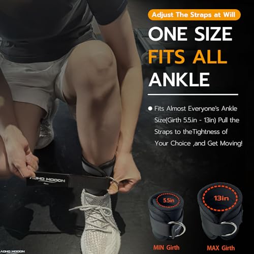 AOHO MOOON (Pair) Comfortable Adjustable Ankle Straps for Cable Machines Women, Gym Workout Leg Strap, Ankle Cuffs for Glute Workouts, Foot Straps for Kickback - Image 3