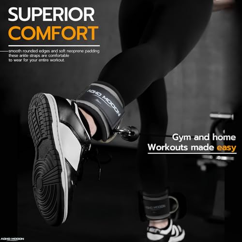 AOHO MOOON (Pair) Comfortable Adjustable Ankle Straps for Cable Machines Women, Gym Workout Leg Strap, Ankle Cuffs for Glute Workouts, Foot Straps for Kickback - Image 5