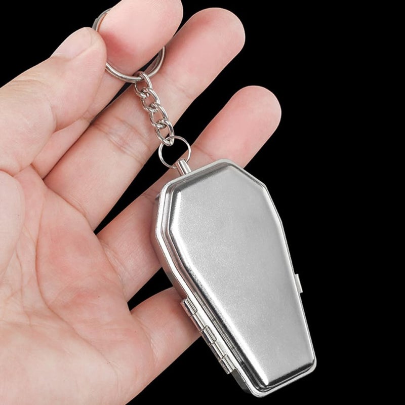 Tinplate Coffin Shaped Portable Pocket Ashtray with Lid for Travel Car Camping - Image 3