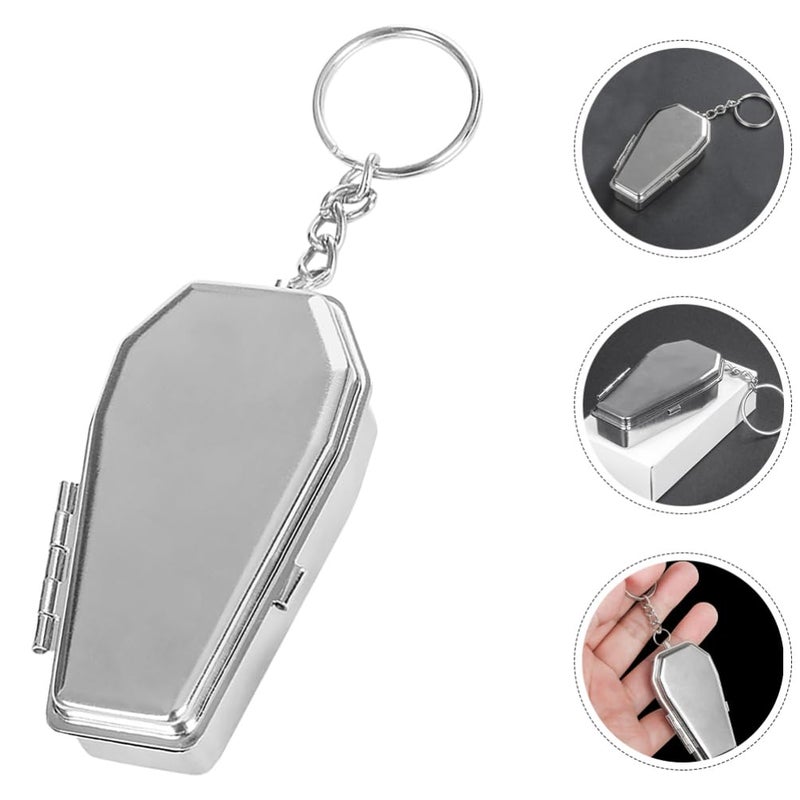 Tinplate Coffin Shaped Portable Pocket Ashtray with Lid for Travel Car Camping - Image 5