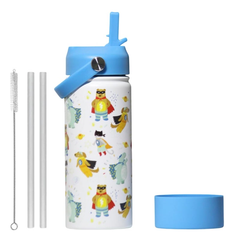 TOM  BELL Insulated Water Bottle for Kids 500ml,Double Wall Water Bottle for School, Sipper Bottle,Hot and Cold, Premium 304 Stainless Steel (Superhero!, 500ml) - Image 1