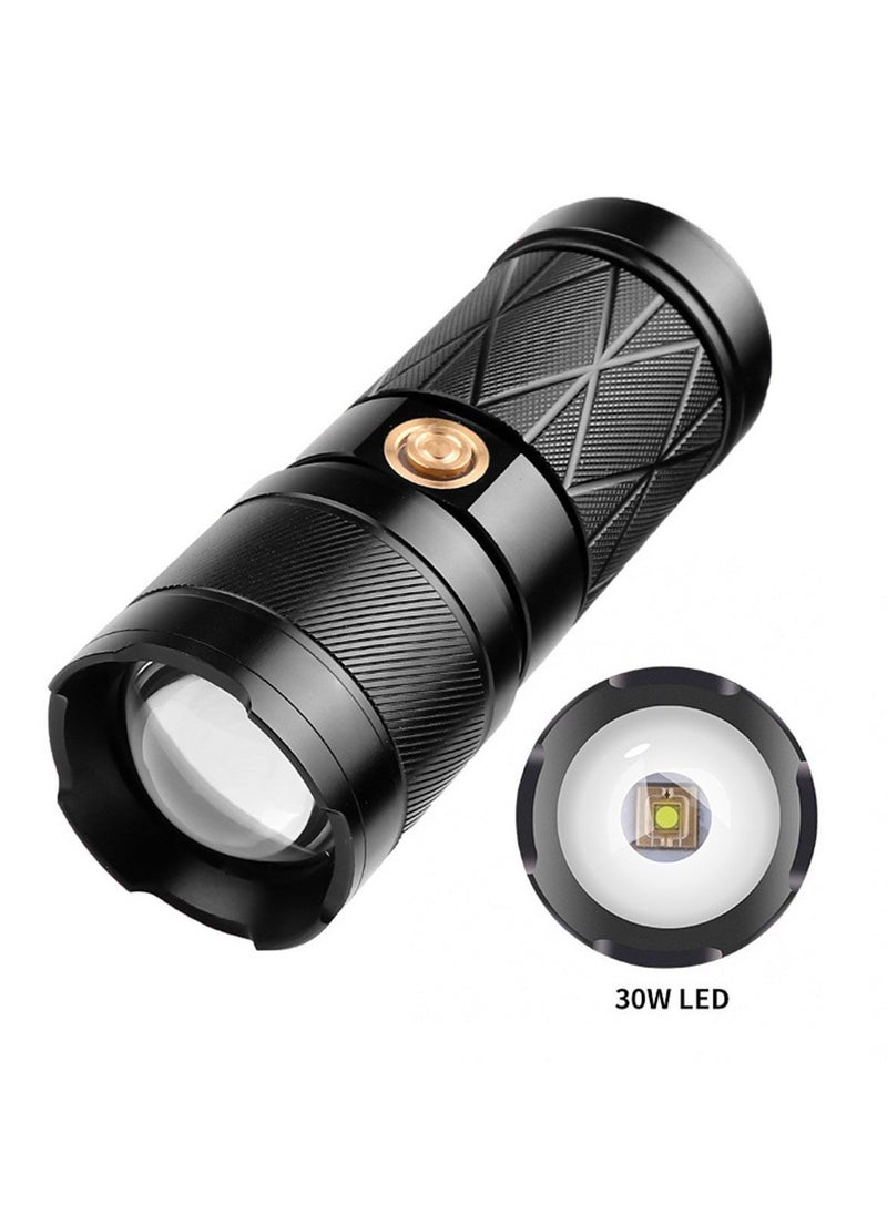 Youque 6600mAh 30W Rechargeable Powerful Laser Flashlight Black  - Image 1