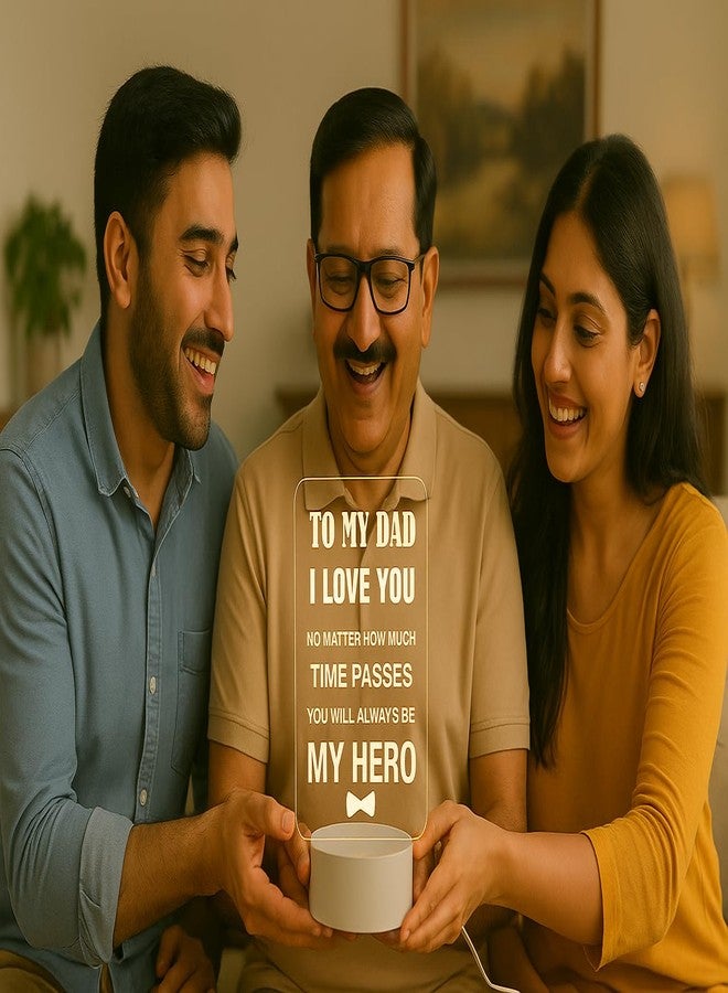 AICA مصباح LED من AICA بتصميم عبارة "أفضل أب" (قاعدة بيضاء) | هدية عيد ميلاد، ذكرى زواج، شكر، تقاعد للأب | هدية عيد الأب للأب أو والد الزوج/الزوجة | أفضل هدية للأب - Image 2