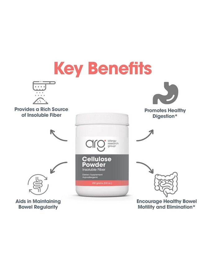 اليرجي ريسيرتش جروب مسحوق السليلوز من Allergy Research Group - مسحوق السليلوز الجريزوفولفين، مكمل غذائي للألياف غير القابلة للذوبان بتركيز 2000 ملجم، سليولوز مسحوق، غير قابل للتخمير، مضاد للحساسية - 8.8 أونصة - Image 4