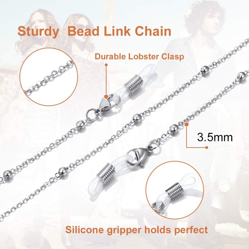 ChainsPro Glasses Chain, Eyeglass Strap For Women Sunglasses - Gold Plated/Stainless Steel/Black Eyeglasses Chain - Image 5