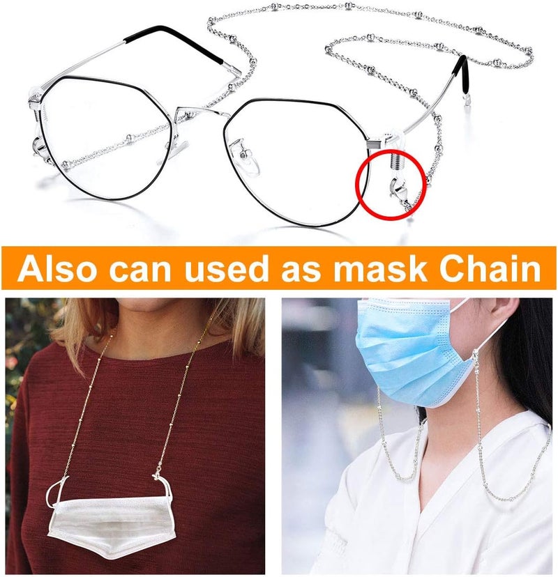 ChainsPro Glasses Chain, Eyeglass Strap For Women Sunglasses - Gold Plated/Stainless Steel/Black Eyeglasses Chain - Image 3