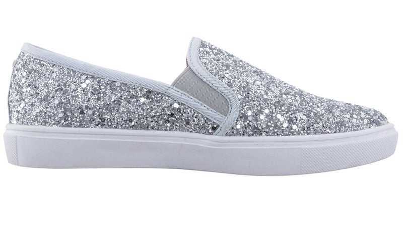 FEVERSOLE Women's Fashion Slip-On Sneaker Casual Flat Loafers Silver Pure Size 9.5 M US - Image 2