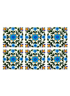 Shiv Kripa Blue Pottery Shiv Kripa Blue Pottery Home Dcor Moroccan Pottery Ceramic Handmade Wall Tiles 6 x 6 Inch Set of 6 Tiles White Multi 