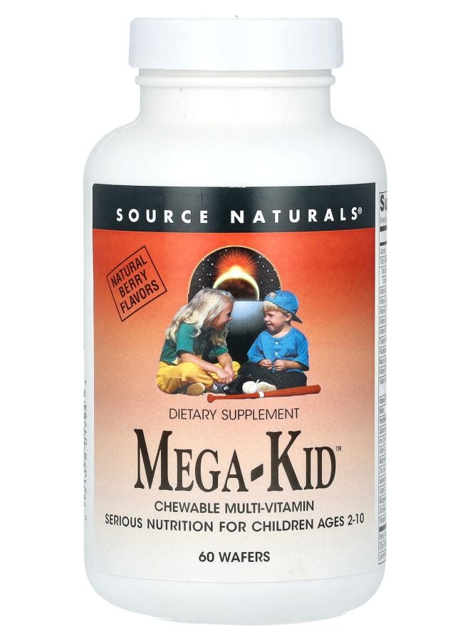 Mega-Kid Chewable Multi-Vitamin Ages 2-10 Natural Berry 60 Wafers