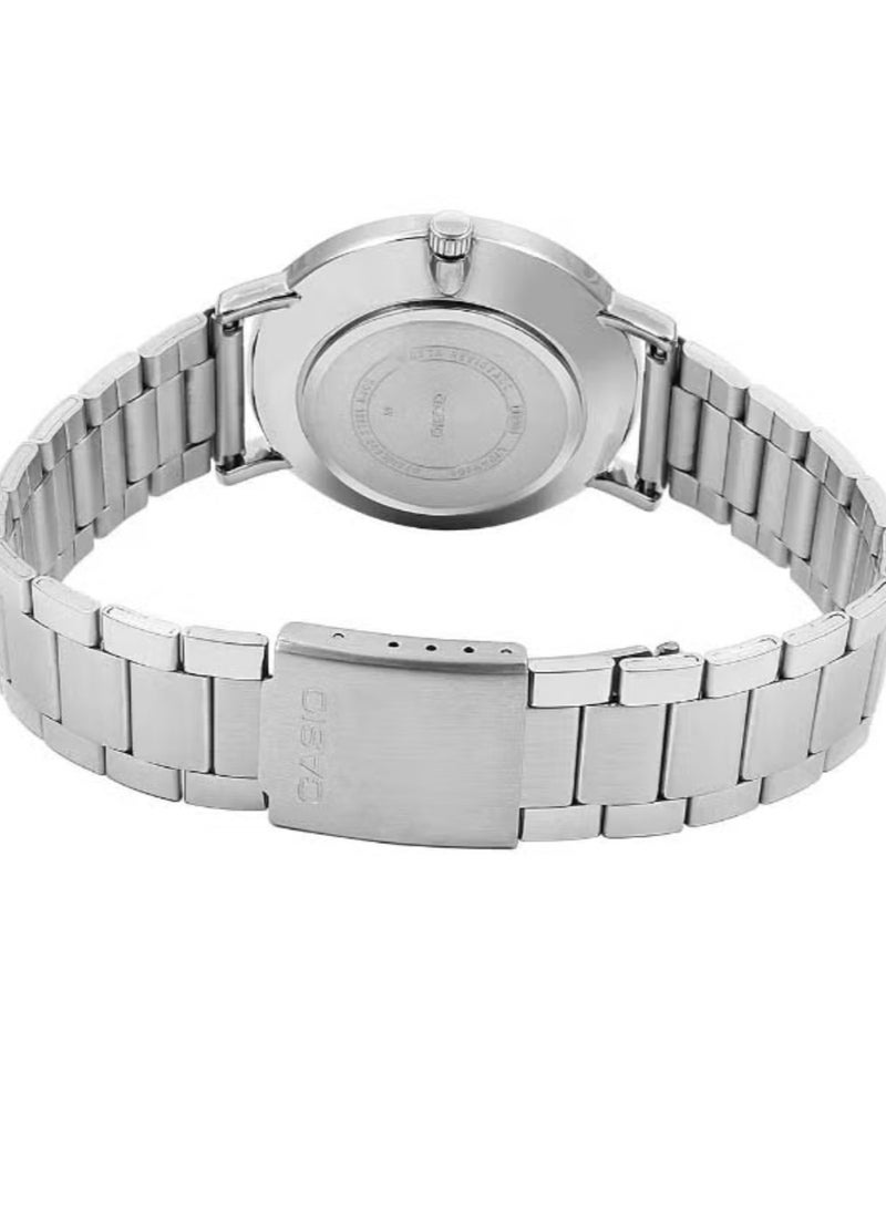 Casio Analog Watch, Black Dial, Stainless Steel Band, MTP-VT01D-1B2UDF - 40 mm - Silver for Men - Image 4