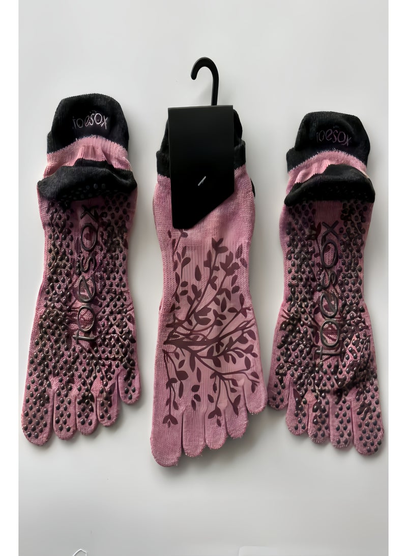 Toesox Anti-Slip Five Toe Socks for Women, Professional Yoga Pilates Socks, Non Slip Indoor Fitness Dance Workout Socks