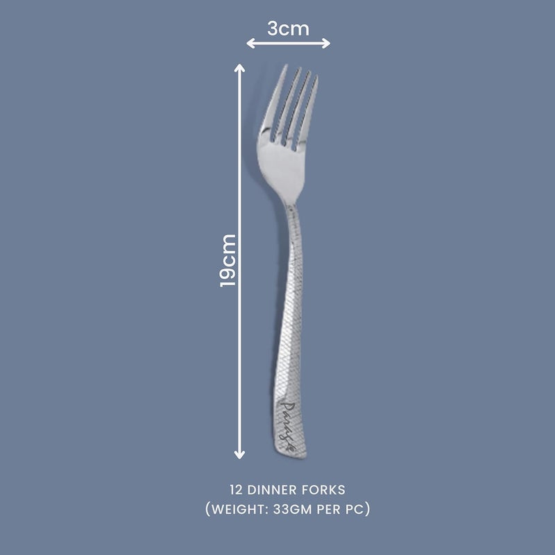 Parage 12 Pieces Stainless Steel Table Forks Set for Home Kitchen Fruit Fork Dining Table Shiny and Sturdy Handle Fork Dining Tableware Set Silver - Image 3