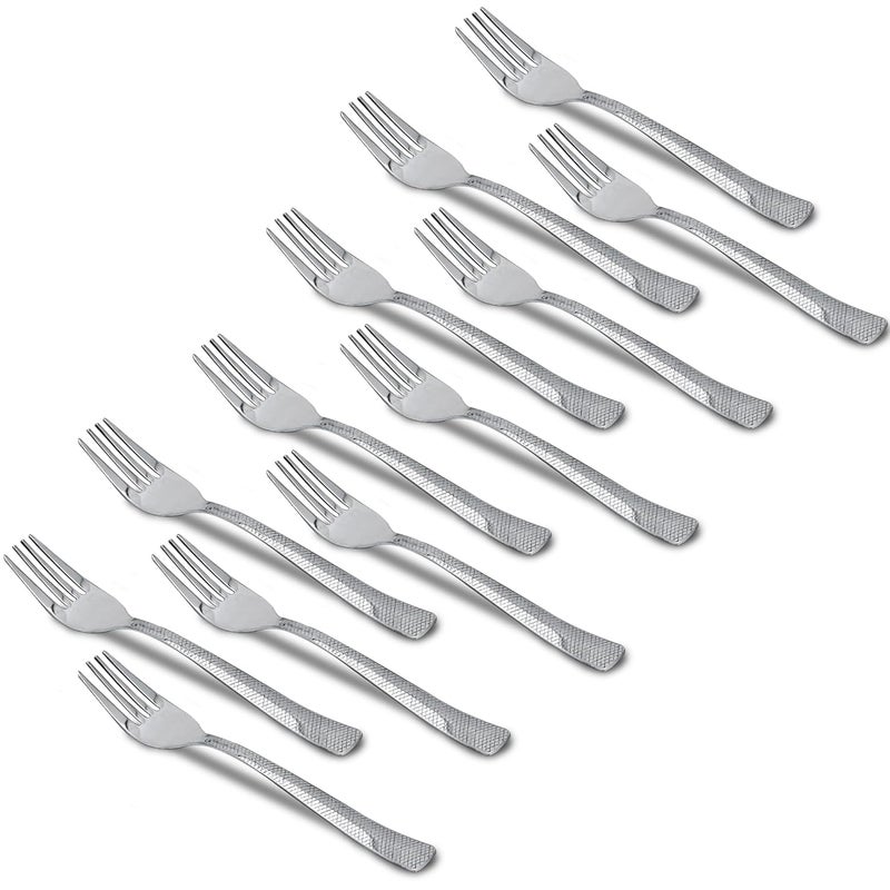 Parage 12 Pieces Stainless Steel Table Forks Set for Home Kitchen Fruit Fork Dining Table Shiny and Sturdy Handle Fork Dining Tableware Set Silver - Image 1