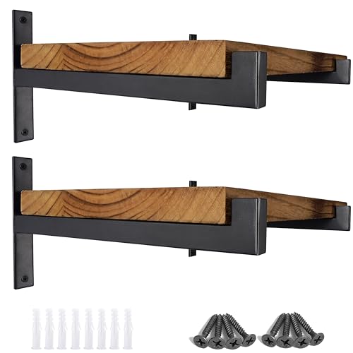 OVOV 4 Pcs Heavy Duty Shelf Brackets Wall Mounted Industrial Metal Shelf Supports (8", 4pcs Black) - Image 1
