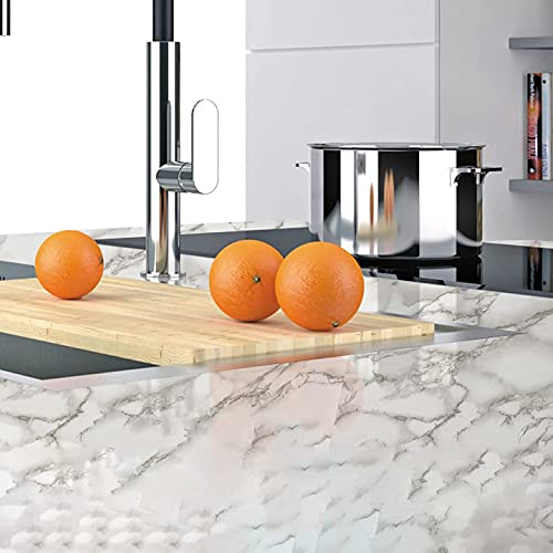 Wolpin PVC DIY Self Adhesive Wall Stickers Marble Wallpaper (45 x 600 CM, Pearl White) | for Furniture Kitchen, Cabinets, Almirah, Tabletop, Plastic Table, Wooden Table, Wardrobe - Image 4