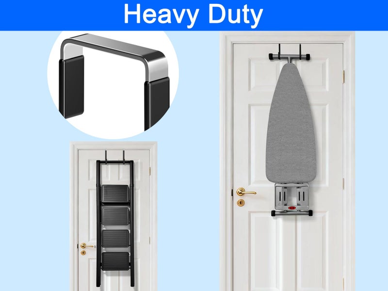 Mars-Rock Over The Door Metal Hooks with Plastic Coating 5.5" Fit 0.5" to 1 3/8" Door 4 Pcs Heavy Duty Single Towel Robe Rack Wreath Bathroom Shower Hanger Shoe Organizer Ironing Board Short Black - Image 4