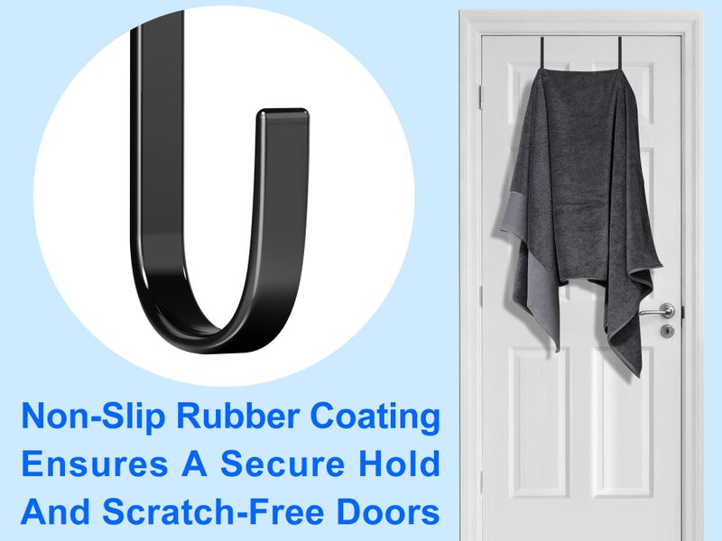 Mars-Rock Over The Door Metal Hooks with Plastic Coating 5.5" Fit 0.5" to 1 3/8" Door 4 Pcs Heavy Duty Single Towel Robe Rack Wreath Bathroom Shower Hanger Shoe Organizer Ironing Board Short Black - Image 5