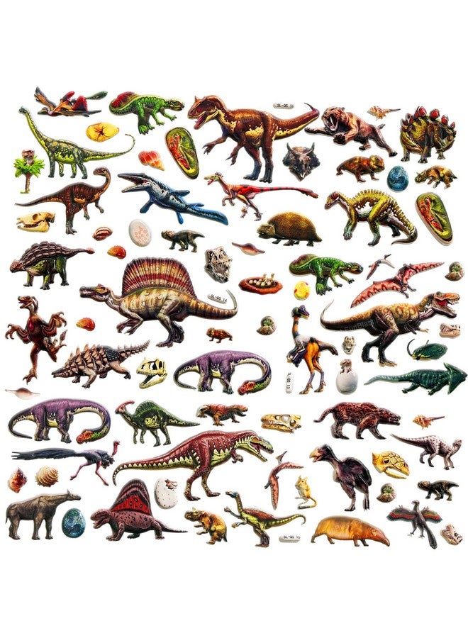 فنبلاست ملصقات فن بلاست ديناصور للأطفال - 4 ورقات، 80 قطعة من الملصقات المنتفخة للأطفال، ملصقات كاواي ثلاثية الأبعاد للأولاد، ملصقات لطيفة، ملصقات جمالية، ملصقات إسفنجية للأطفال، ملصقات حرفية (متعددة الألوان) - Image 1