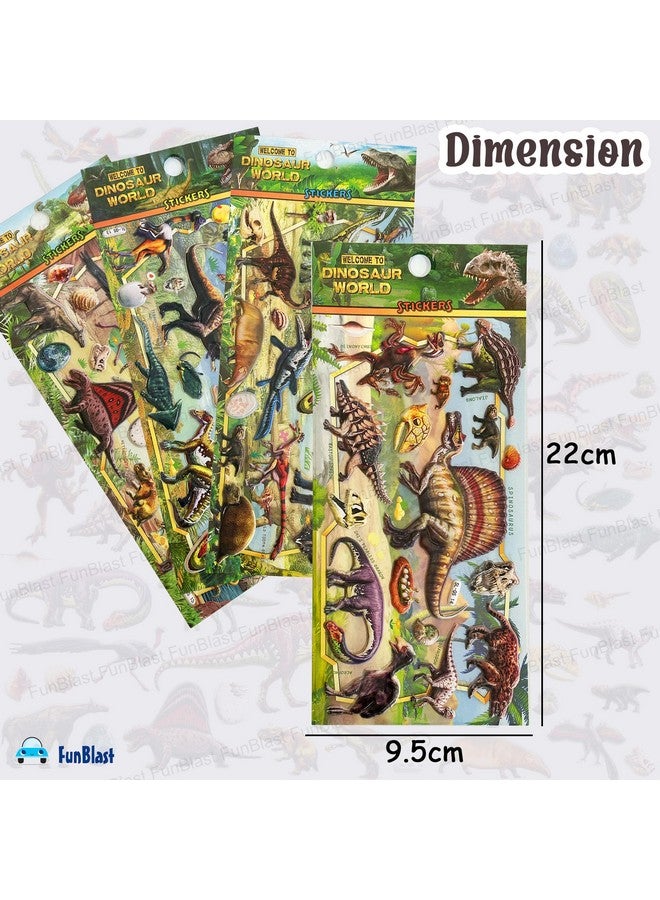 فنبلاست ملصقات فن بلاست ديناصور للأطفال - 4 ورقات، 80 قطعة من الملصقات المنتفخة للأطفال، ملصقات كاواي ثلاثية الأبعاد للأولاد، ملصقات لطيفة، ملصقات جمالية، ملصقات إسفنجية للأطفال، ملصقات حرفية (متعددة الألوان) - Image 4