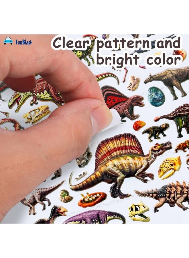 فنبلاست ملصقات فن بلاست ديناصور للأطفال - 4 ورقات، 80 قطعة من الملصقات المنتفخة للأطفال، ملصقات كاواي ثلاثية الأبعاد للأولاد، ملصقات لطيفة، ملصقات جمالية، ملصقات إسفنجية للأطفال، ملصقات حرفية (متعددة الألوان) - Image 2