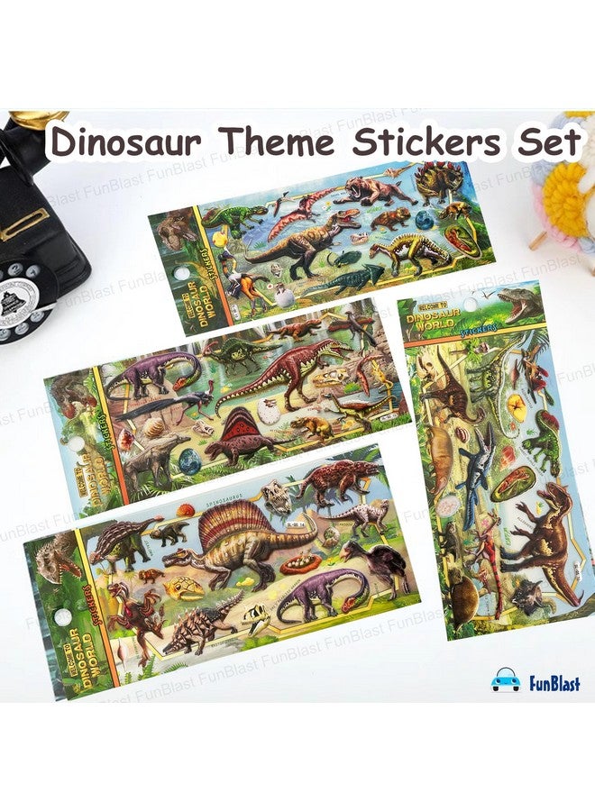 فنبلاست ملصقات فن بلاست ديناصور للأطفال - 4 ورقات، 80 قطعة من الملصقات المنتفخة للأطفال، ملصقات كاواي ثلاثية الأبعاد للأولاد، ملصقات لطيفة، ملصقات جمالية، ملصقات إسفنجية للأطفال، ملصقات حرفية (متعددة الألوان) - Image 3
