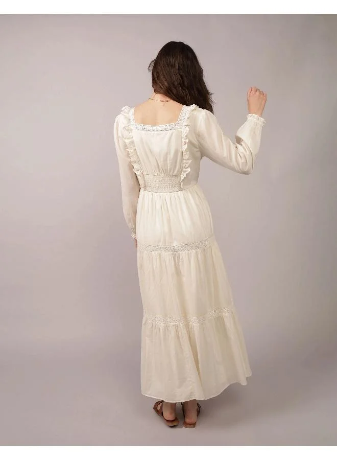 امريكان ايجل AE Long-Sleeve Tiered Embroidered Midi Dress