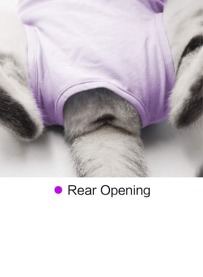 Professional Recovery Clothing For Cats With Abdominal Wounds or Dermatoses. Replacement Electronic Collars For Cats and Dogs. Post-Surgery Clothes and Pajamas Sets, Size M Purple. - Image 3