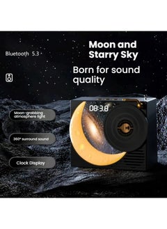 General Vinyl record player Bluetooth music audio desktop speaker USB charging moon clock starry sky gift  - Image 3