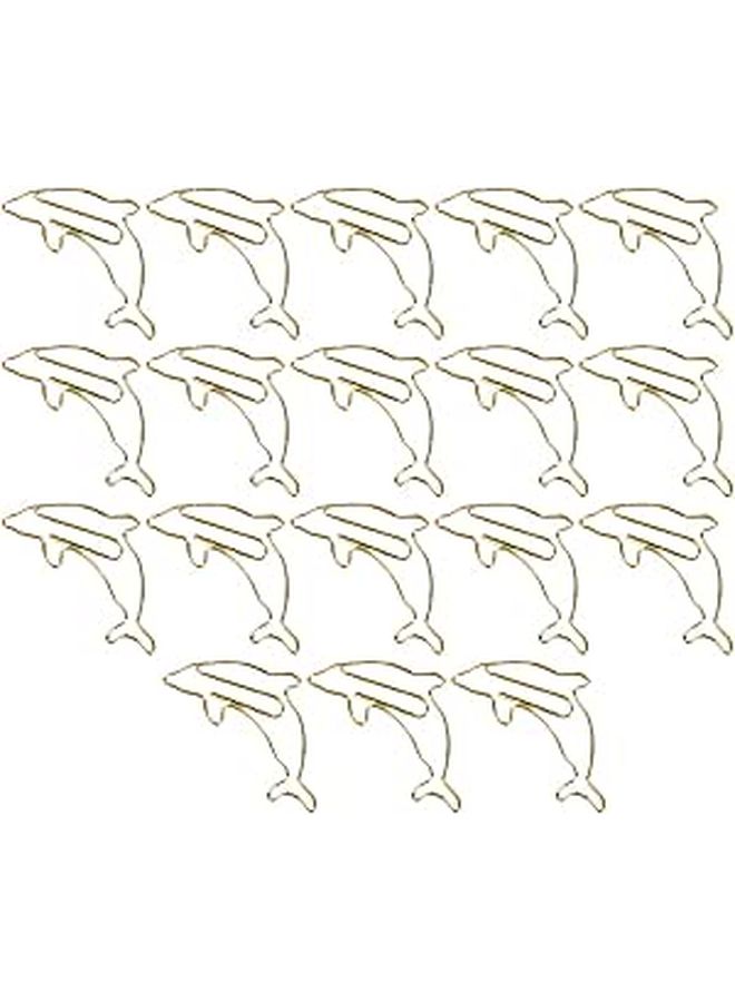 SAFIGLE 18 قطعة مشابك ورق كرتونية ذهبية على شكل دولفين، إكسسوارات مكتبية وزينة للمكتب - Image 1