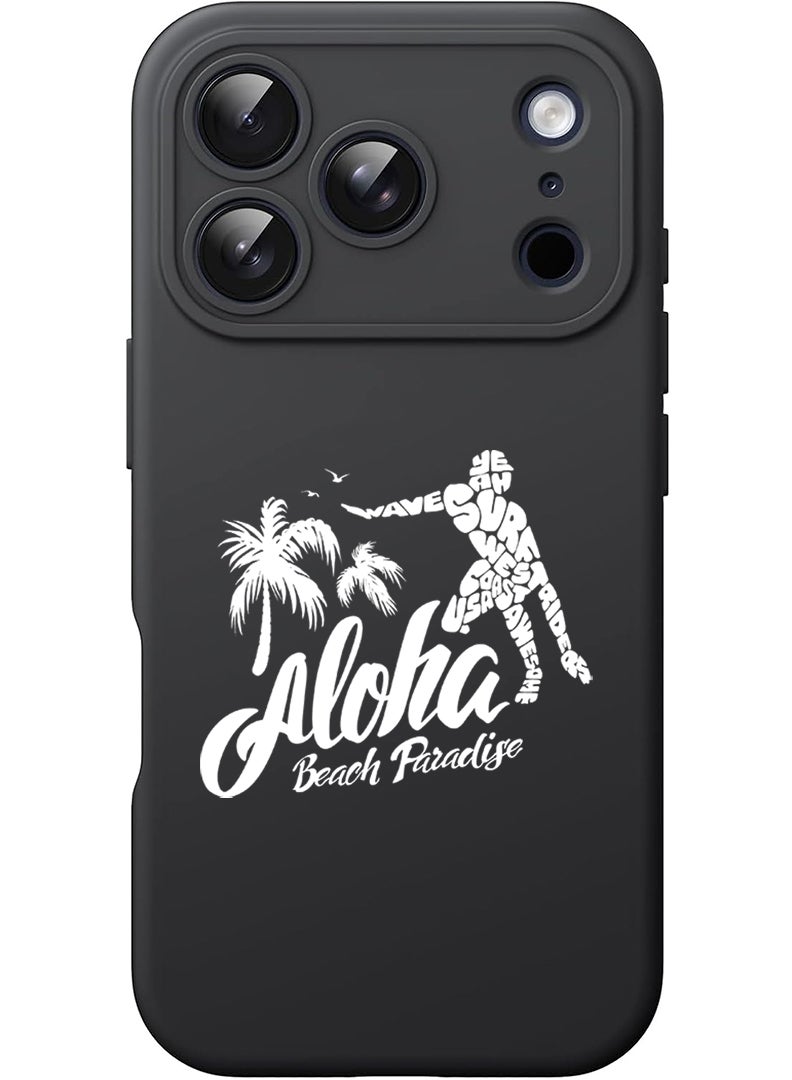 Theodor Protective Slim Fit Case Liquid Silicone Cover with Full Body Protection Anti-Scratch Shockproof Case For Apple iPhone 17 Pro (Black) Aloha Beach Paradise White - Image 1
