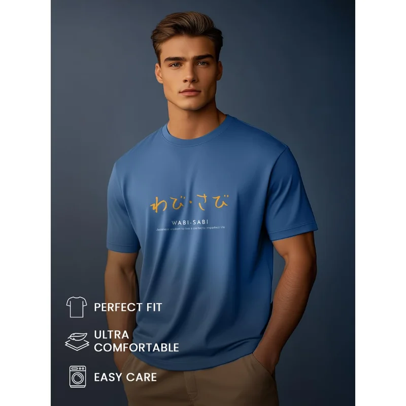 Marine Blue Regular Fit T-Shirt for Men