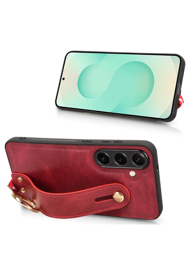 اس-توب جراب خلفي من الجلد لهاتف Samsung Galaxy S25 5G مع سوار معصم - Image 3