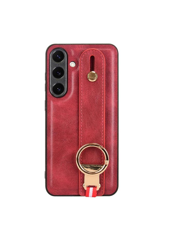 اس-توب جراب خلفي من الجلد لهاتف Samsung Galaxy S25 5G مع سوار معصم - Image 2