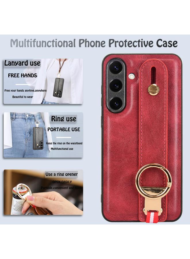 اس-توب جراب خلفي من الجلد لهاتف Samsung Galaxy S25 5G مع سوار معصم - Image 5