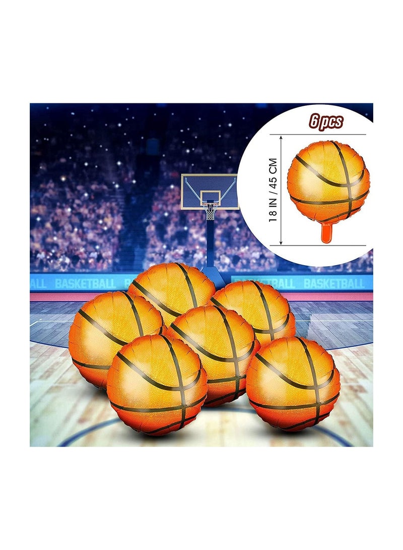 Excefore Balloon Party Supplies, Basketball Theme Birthday Balloons Aluminum Foil by, 18 Inch for Birthday World Game Sports Basketball Theme Party Decoration 6 Pcs  - Image 4
