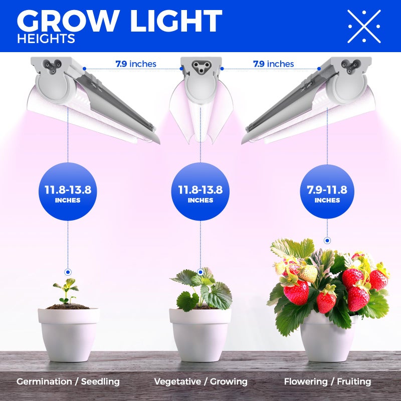Barrina 2FT T8 Grow Light, 144W(6 x 24W, 800W Equivalent), Full Spectrum Sunlight Plant Light, LED Grow Light Bulbs for Indoor Plant Growing,with V-Shaped Reflector, Pinkish White, 6-Pack - Image 5