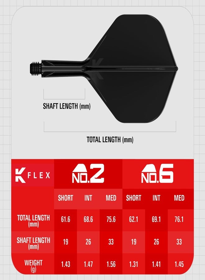 تارجت دارتس ريش وأعمدة سهام Target Darts K Flex المتكاملة، رقم 2 أسود (مستوى متوسط) | عبوة من 3 قطع K-Flex - رقم 2، ريشة وعمود سهام Kflex مصبوبة بالكامل في قطعة واحدة | ملحقات سهام احترافية - Image 4