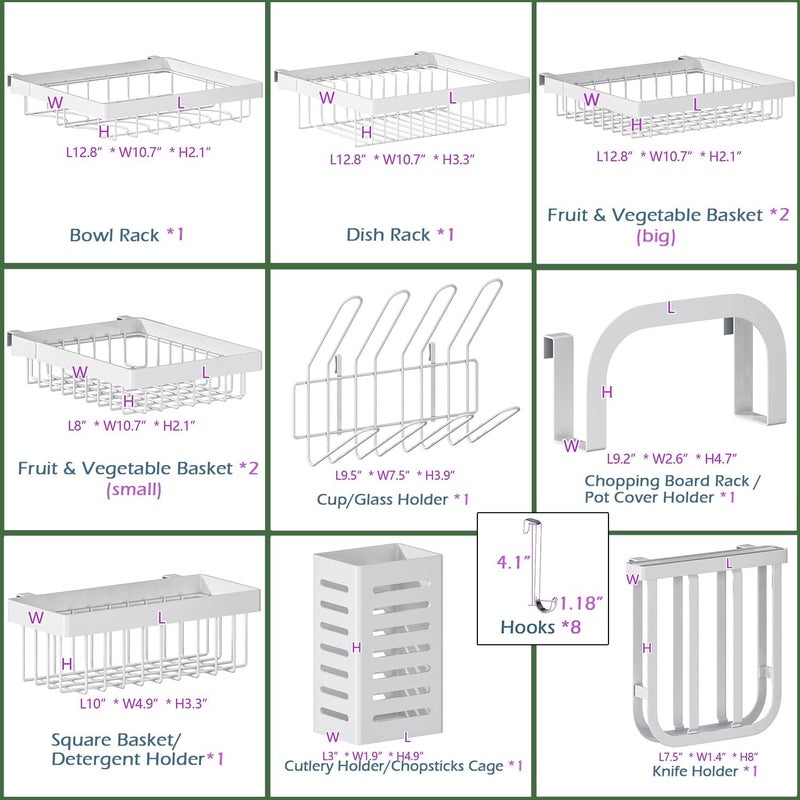 Pusdon 3 Tier Adjustable Stainless Steel Dish Drying Rack Over Sink (34in-45in)Sink Size 44in, White - Image 4