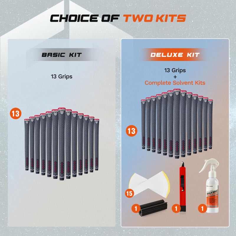 FULL CHOICE 13 Pack Golf Grips with Regripping Kit, Durable Rubber Grip for Clubs, Anti-Slip â€œ+â€ Texture & Zipper Back Design, Oversize, Blueï¼†White Red - Image 5