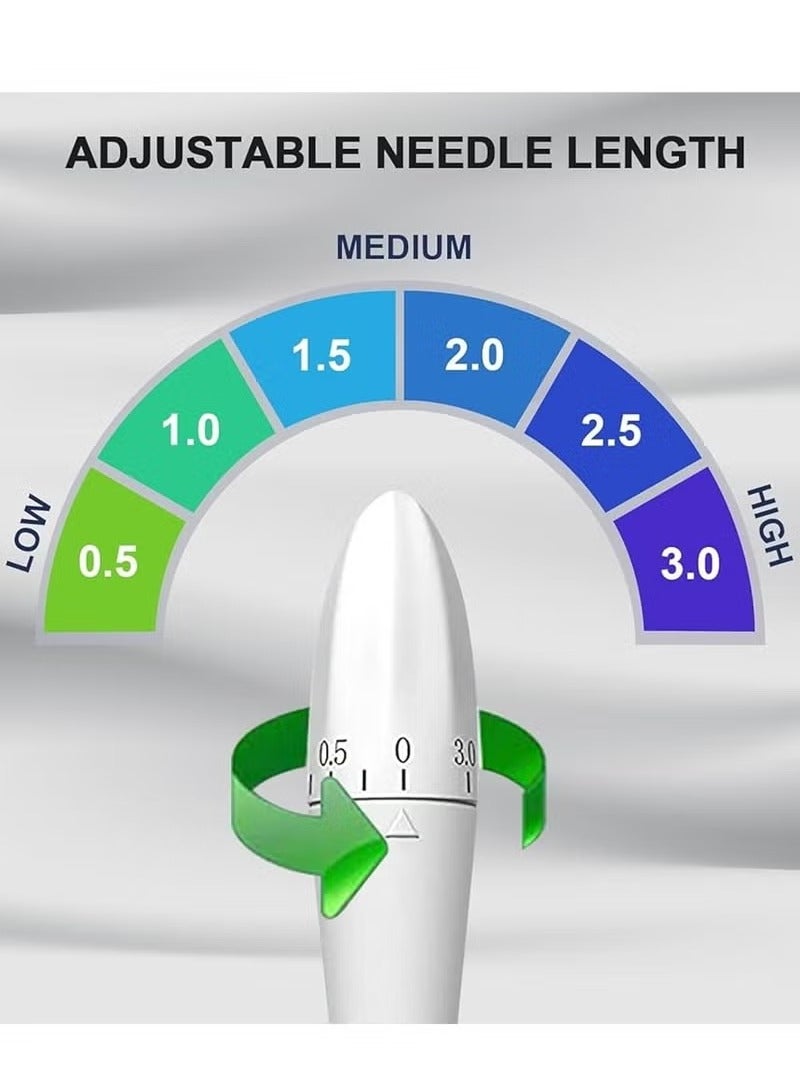 Derma Stamp Microneedling Pen with 140 Titanium Needles, Adjustable 0–3mm Needle Length – Precise Handheld Tool for Face, Skin, Scalp, and Beard, Stimulates Collagen Production and Skin Cell Regeneration, Multi-Titanium Needle Head, Pen Design for Accurate Control in Different Areas, Versatile Microneedling Device for Home and Professional Use for All Skin Types, Effective Treatment for Wrinkles, Scars, and Improving Skin Elasticity and Appearance - Image 3