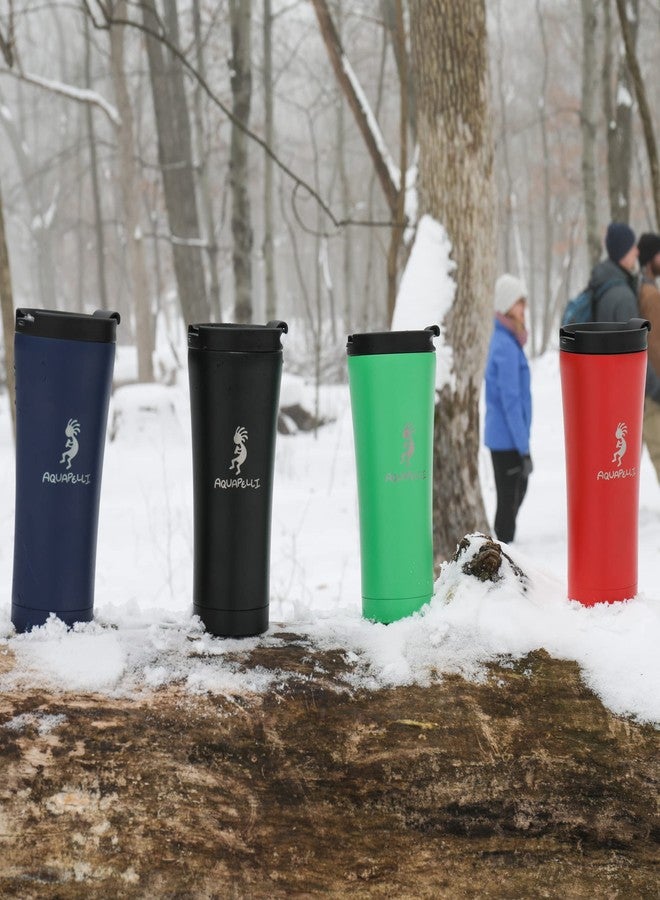 اكوابيلي كوب قهوة للسفر معزول بتفريغ الهواء من أكوابيلي، سعة 16 أونصة، لون أزرق مخطط - Image 4