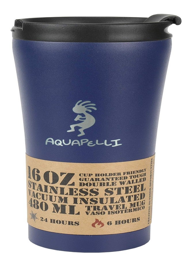اكوابيلي كوب قهوة للسفر معزول بتفريغ الهواء من أكوابيلي، سعة 16 أونصة، لون أزرق مخطط - Image 2